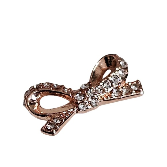 Kate Spade Skinny Mini Bow Rose Gold Pave Crystal Stud Earrings Pierced Post - Picture 5 of 6